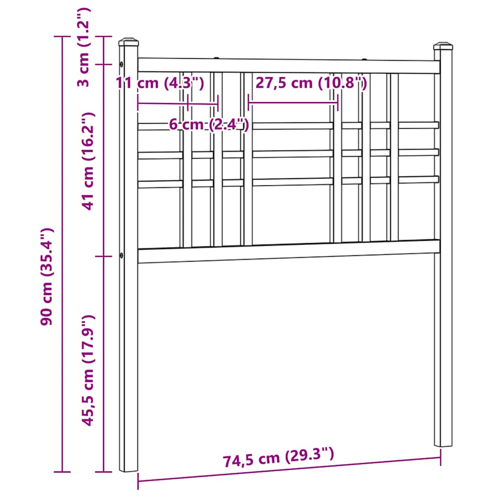 Ersatz-Kopfteil Metall Weiß 75 cm