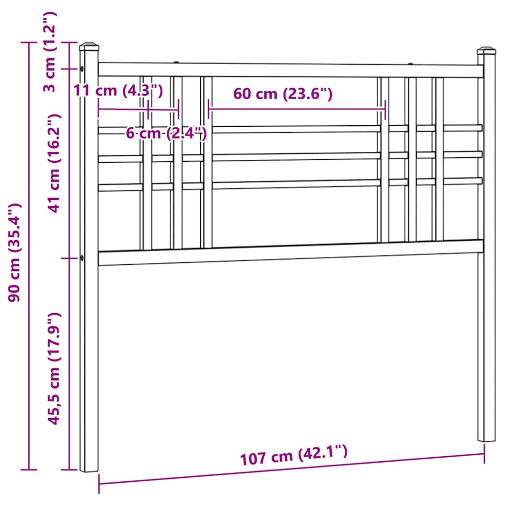 Ersatz-Kopfteil Metall Weiß 107 cm