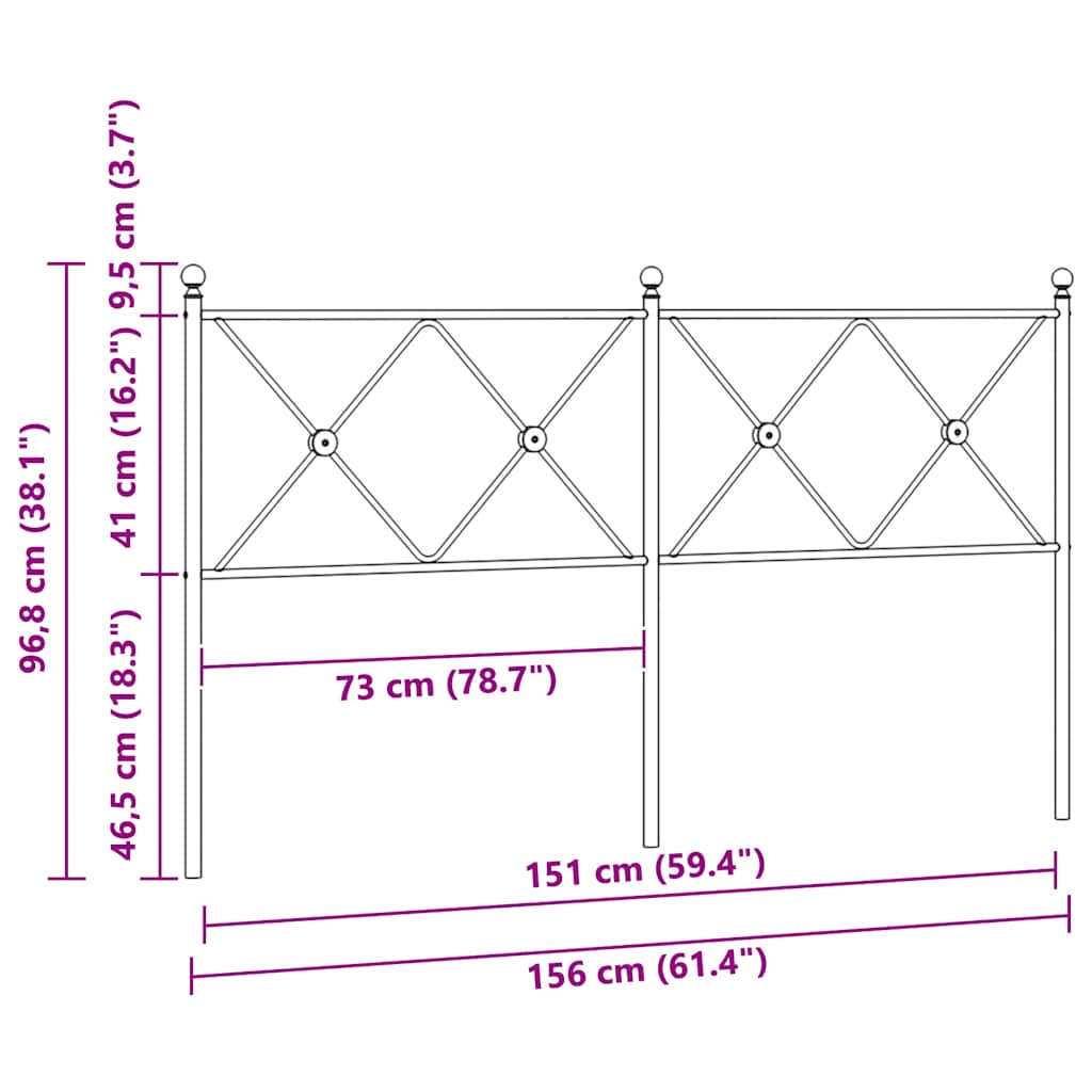 Ersatz-Kopfteil Metall Schwarz 150 cm