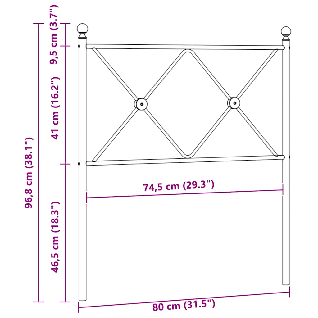 Ersatz-Kopfteil Metall Weiß 75 cm