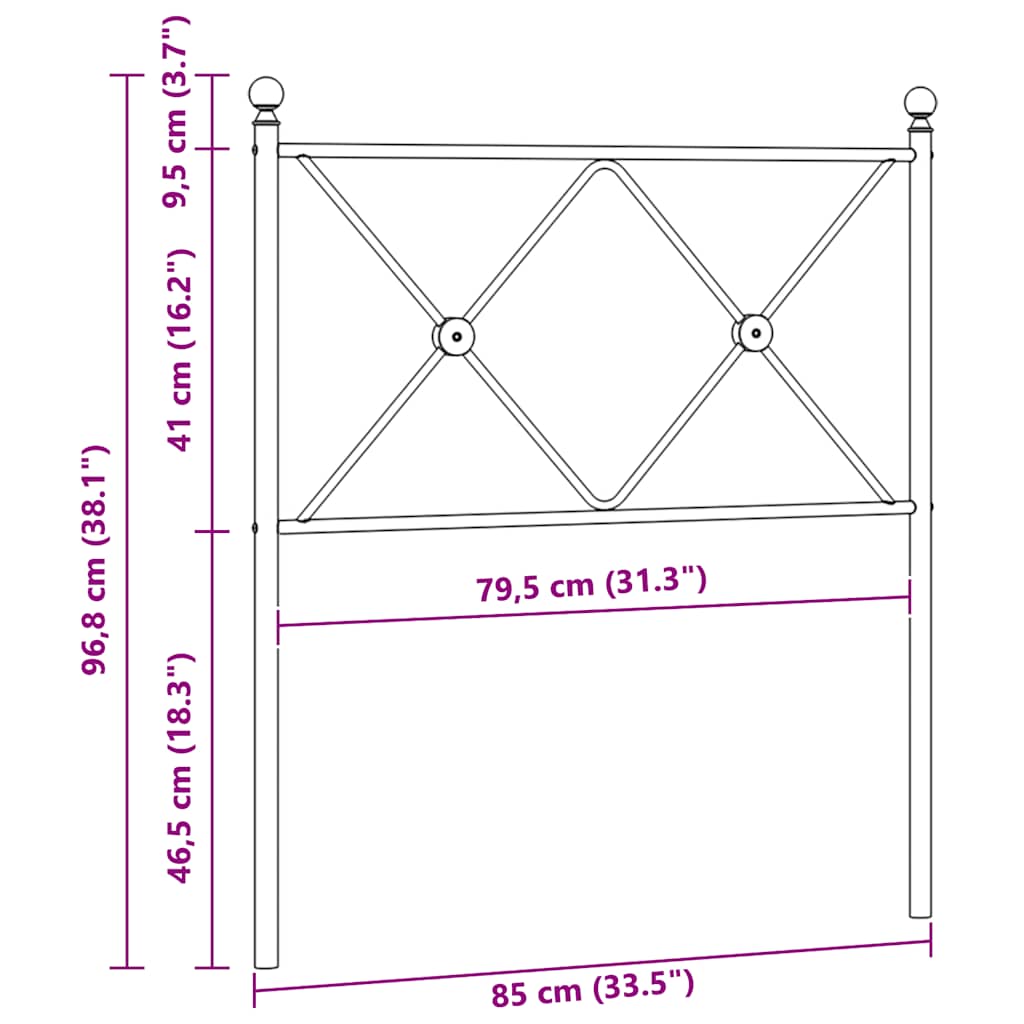 Ersatz-Kopfteil Metall Weiß 80 cm