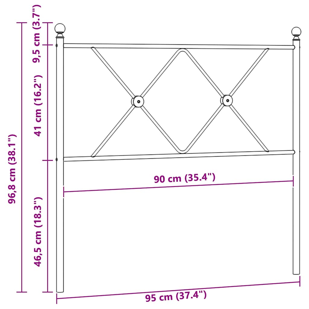 Ersatz-Kopfteil Metall Weiß 90 cm