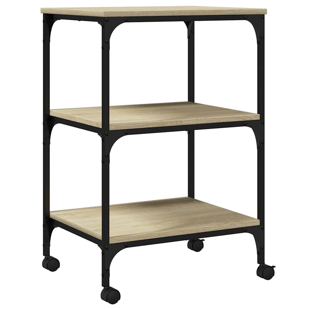 Druckerständer 3 Ablagen Sonoma-Eiche 50x41x75 cm