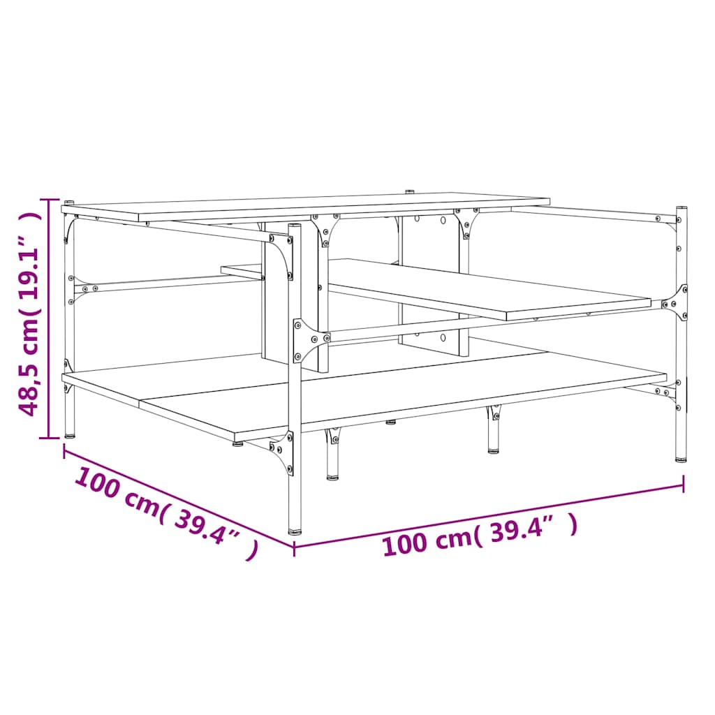 Couchtisch Schwarz 100x100x48,5 cm Holzwerkstoff