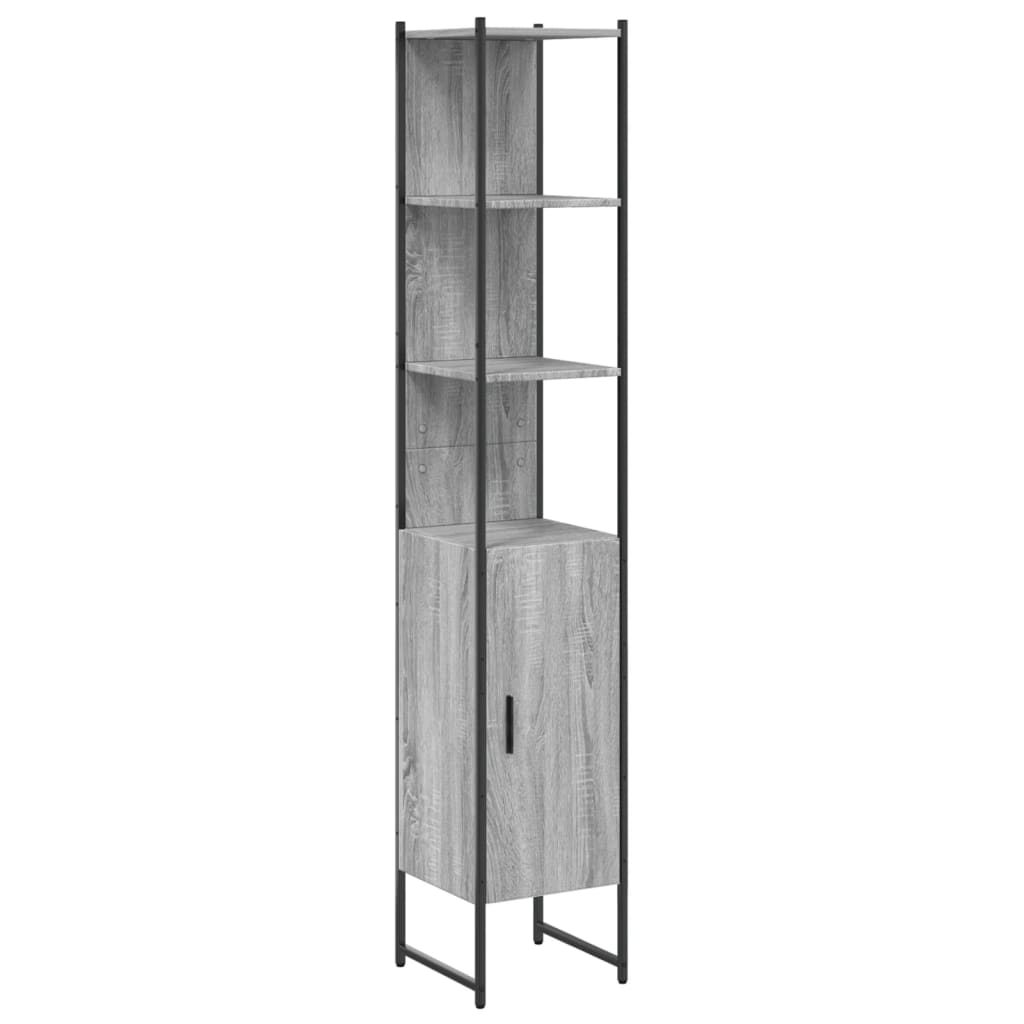 Badschrank Grau Sonoma 33x33x185,5 cm Holzwerkstoff