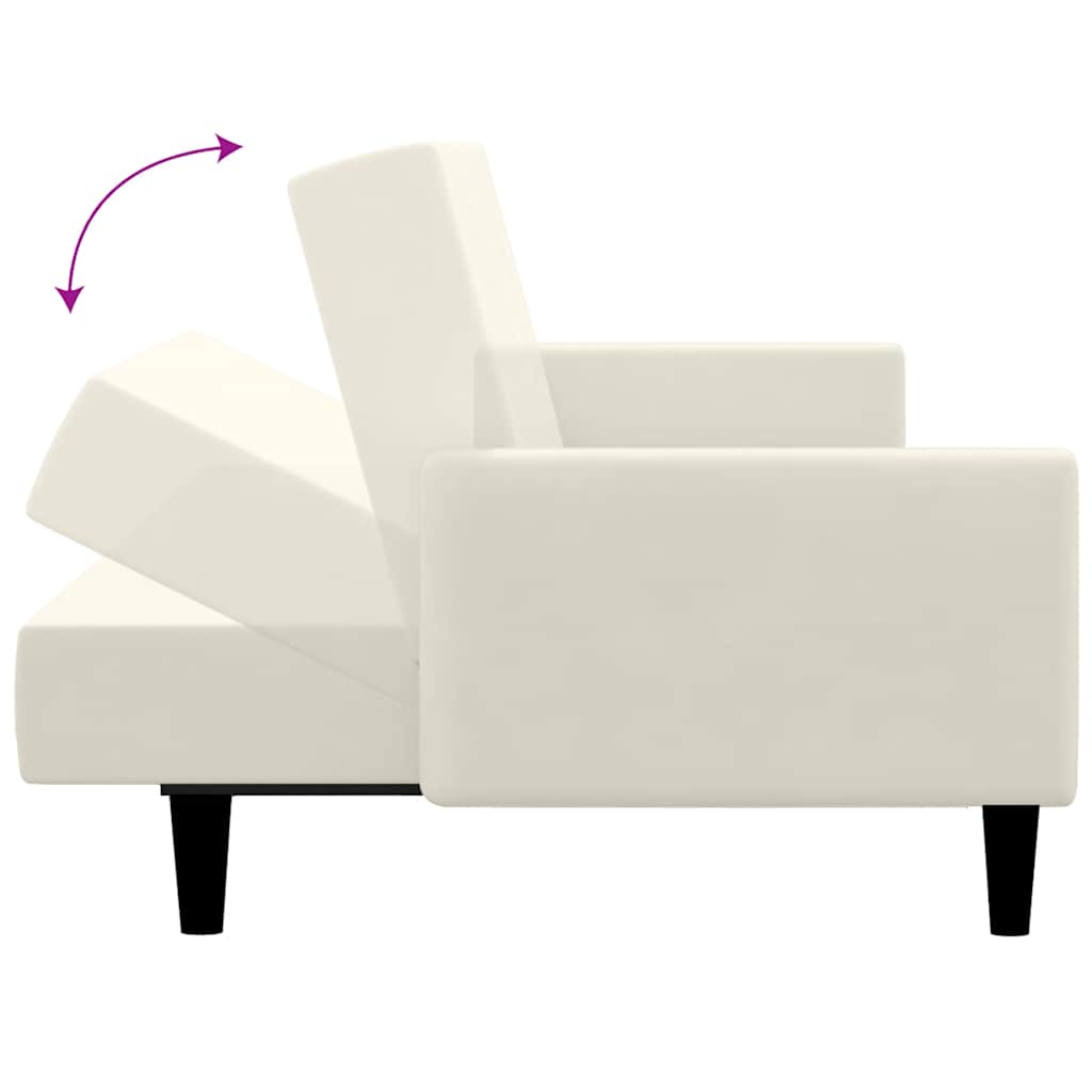 Schlafsofa 2-Sitzer Creme Samt