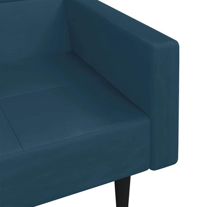 Schlafsofa 2-Sitzer mit 2 Kissen Blau Samt