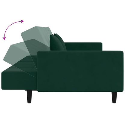 Schlafsofa 2-Sitzer mit 2 Kissen Dunkelgrün Samt