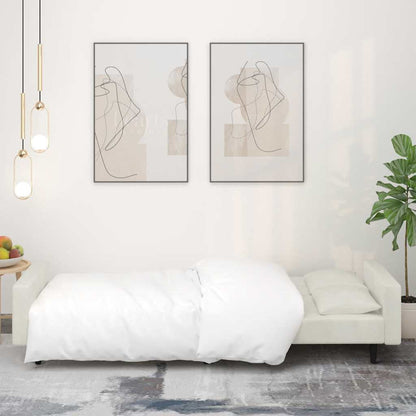 Schlafsofa 2-Sitzer mit 2 Kissen Creme Samt