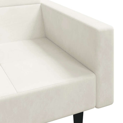 Schlafsofa 2-Sitzer mit 2 Kissen Creme Samt