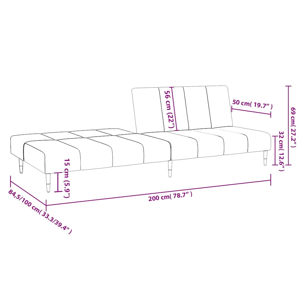 Schlafsofa 2-Sitzer Braun Samt