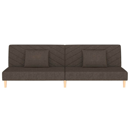 Schlafsofa 2-Sitzer mit 2 Kissen Braun Stoff