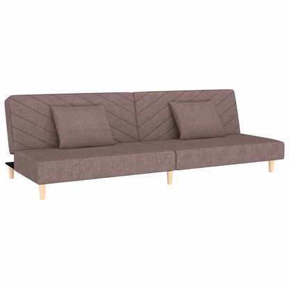 Schlafsofa 2-Sitzer mit 2 Kissen Taupe Stoff