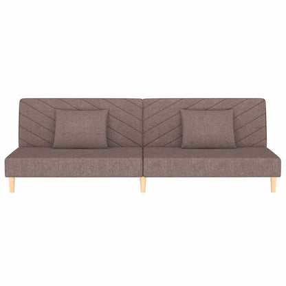 Schlafsofa 2-Sitzer mit 2 Kissen Taupe Stoff