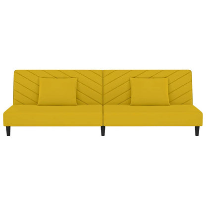 Schlafsofa 2-Sitzer mit 2 Kissen Gelb Samt
