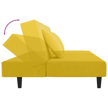 Schlafsofa 2-Sitzer mit 2 Kissen Gelb Samt