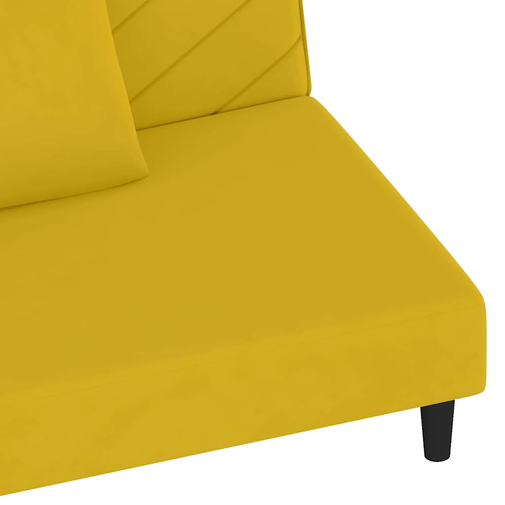 Schlafsofa 2-Sitzer mit 2 Kissen Gelb Samt