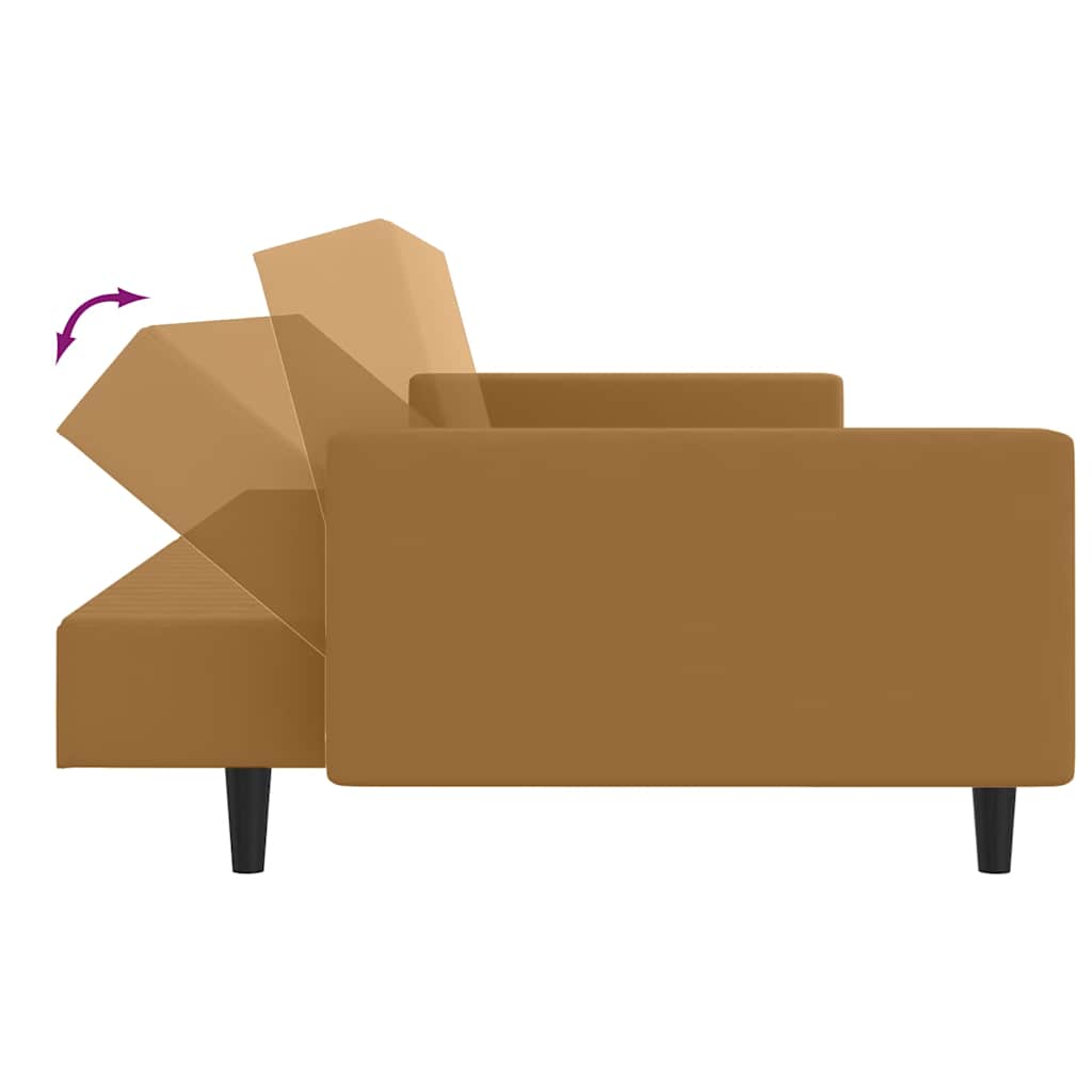 Schlafsofa 2-Sitzer Braun Samt