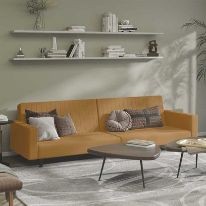 Schlafsofa 2-Sitzer Braun Samt