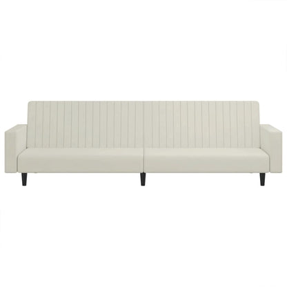 Schlafsofa 2-Sitzer Creme Samt