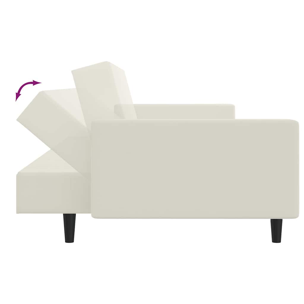 Schlafsofa 2-Sitzer Creme Samt