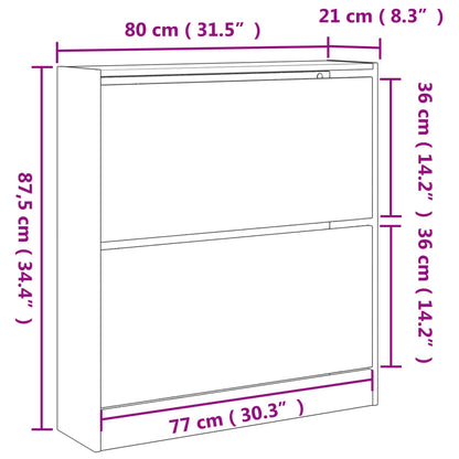 Schuhschrank Weiß 80x21x87,5 cm Holzwerkstoff