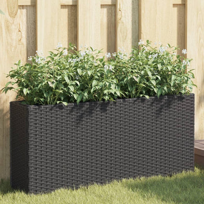 Hochbeet mit 2 Fächern Schwarz 90x20x40 cm Poly Rattan