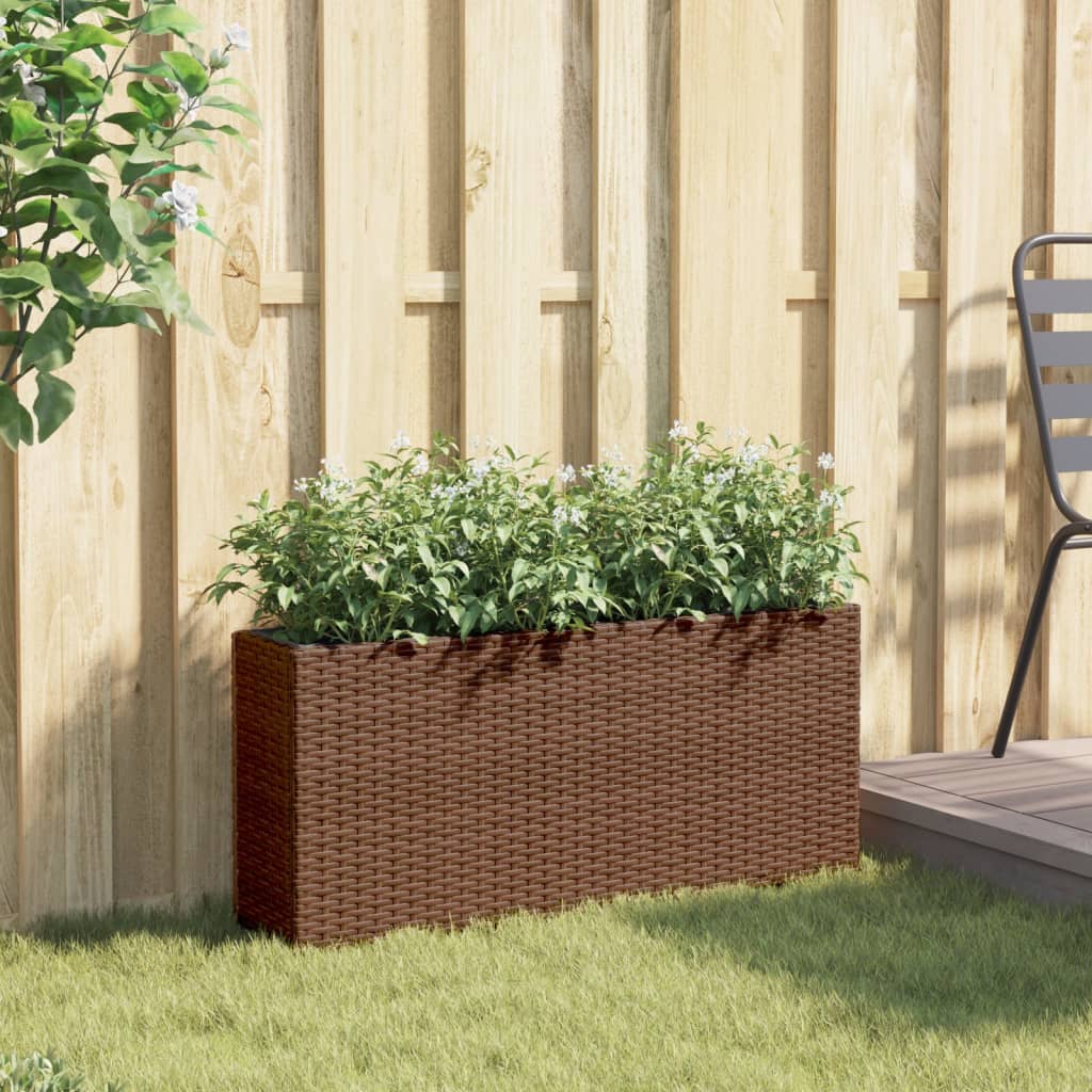 Hochbeet mit 2 Fächern Braun 90x20x40 cm Poly Rattan