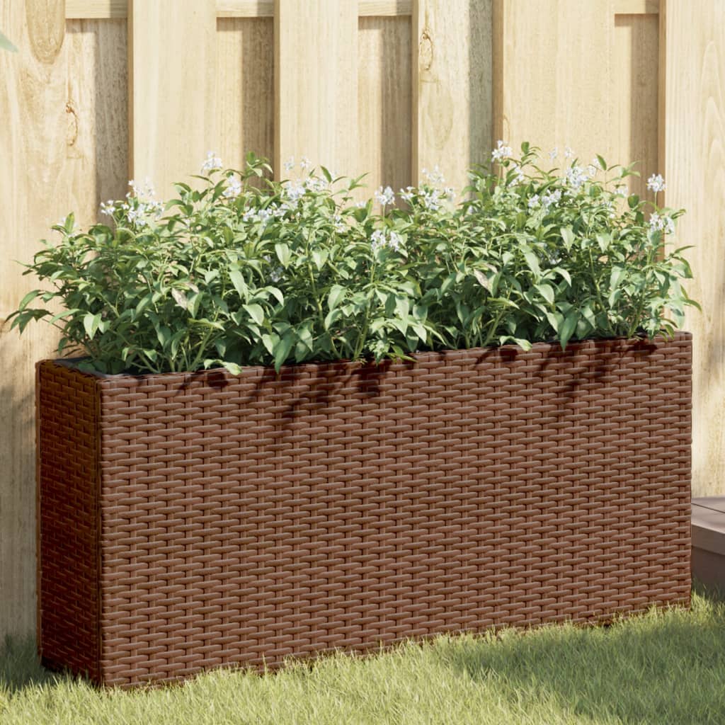 Hochbeet mit 2 Fächern Braun 90x20x40 cm Poly Rattan