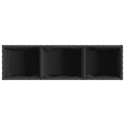 Hochbeet mit 3 Fächern Schwarz 105x30x32 cm Poly Rattan