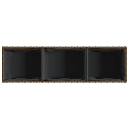 Pflanzkübel mit Rollen 3 Töpfe Braun 107x32x38 cm Poly-Rattan