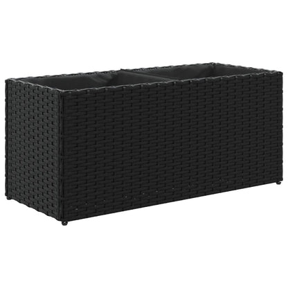 Hochbeet mit 2 Fächern Schwarz 72x30x32 cm Poly Rattan
