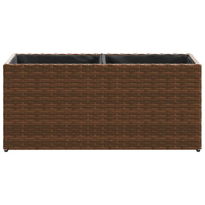 Pflanzkübel 2 Töpfe Braun 72x30x32 cm Poly-Rattan