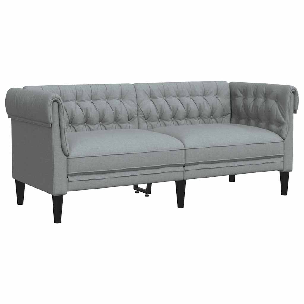 Chesterfield-Sofa 2-Sitzer Hellgrau Stoff