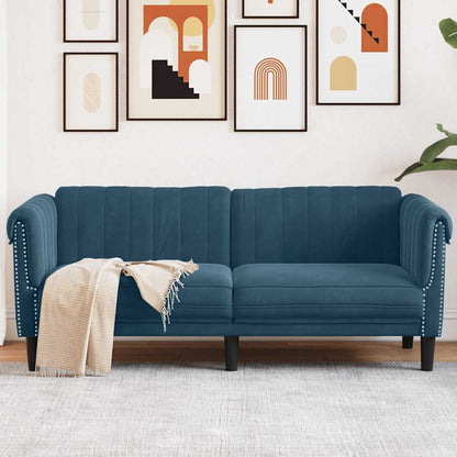 Sofa 2-Sitzer Blau Samt
