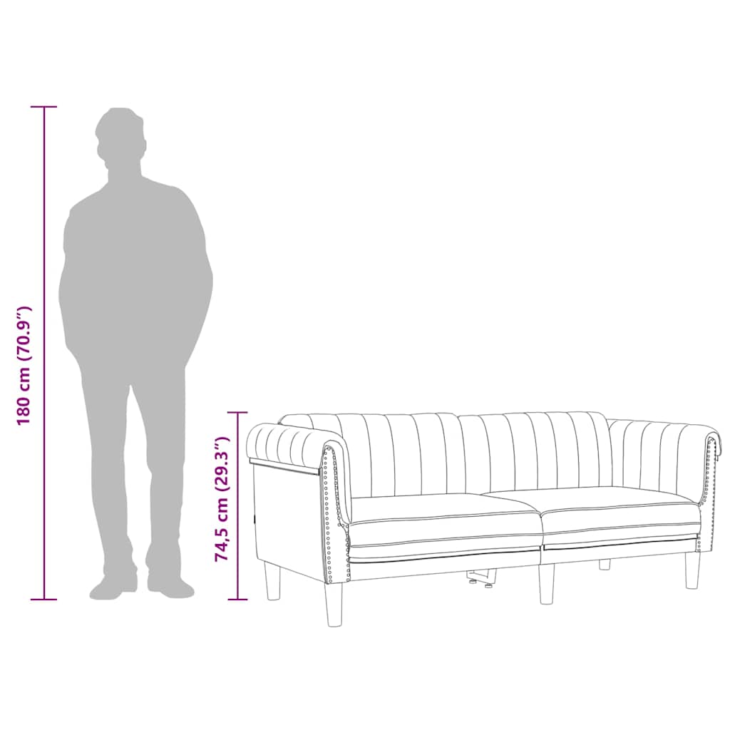 Sofa 3-Sitzer Creme Samt