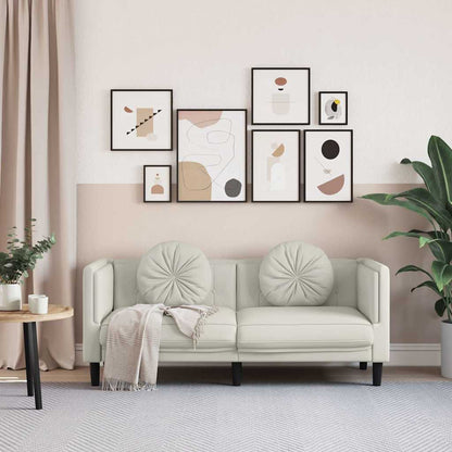 Sofa mit Kissen 2-Sitzer Creme Samt