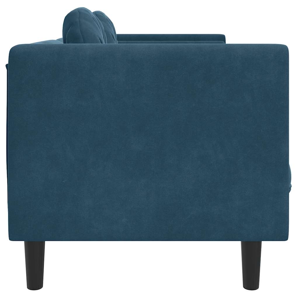 Sofa mit Kissen 3-Sitzer Blau Samt
