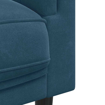 Sofa mit Kissen 3-Sitzer Blau Samt