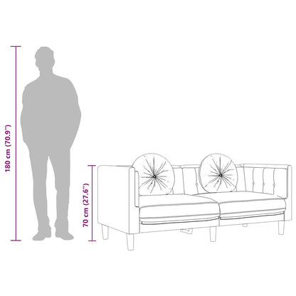 Sofa mit Kissen 3-Sitzer Blau Samt