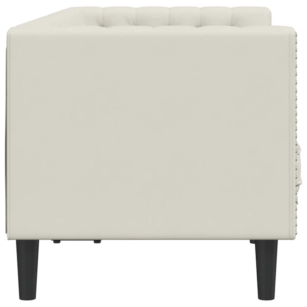 Chesterfield-Sofa mit Nackenrollen 2-Sitzer Creme Samt