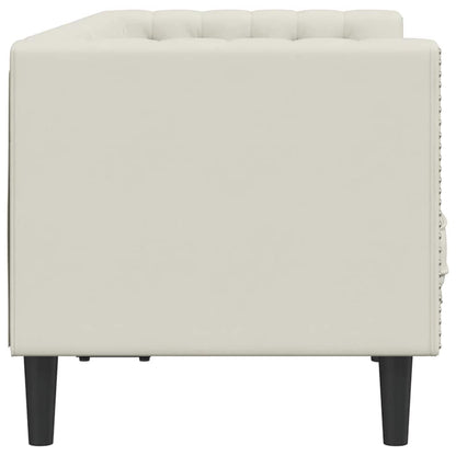 Chesterfield-Sofa mit Nackenrollen 2-Sitzer Creme Samt