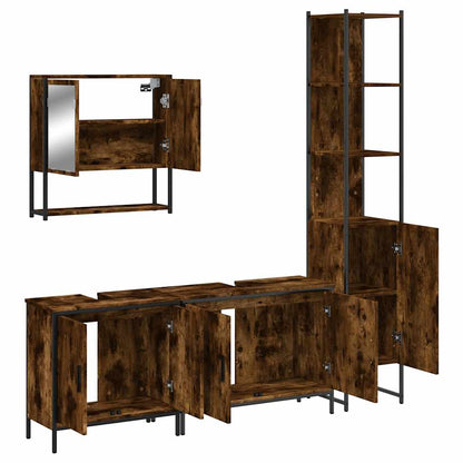 4-tlg. Badmöbel-Set Räuchereiche Holzwerkstoff