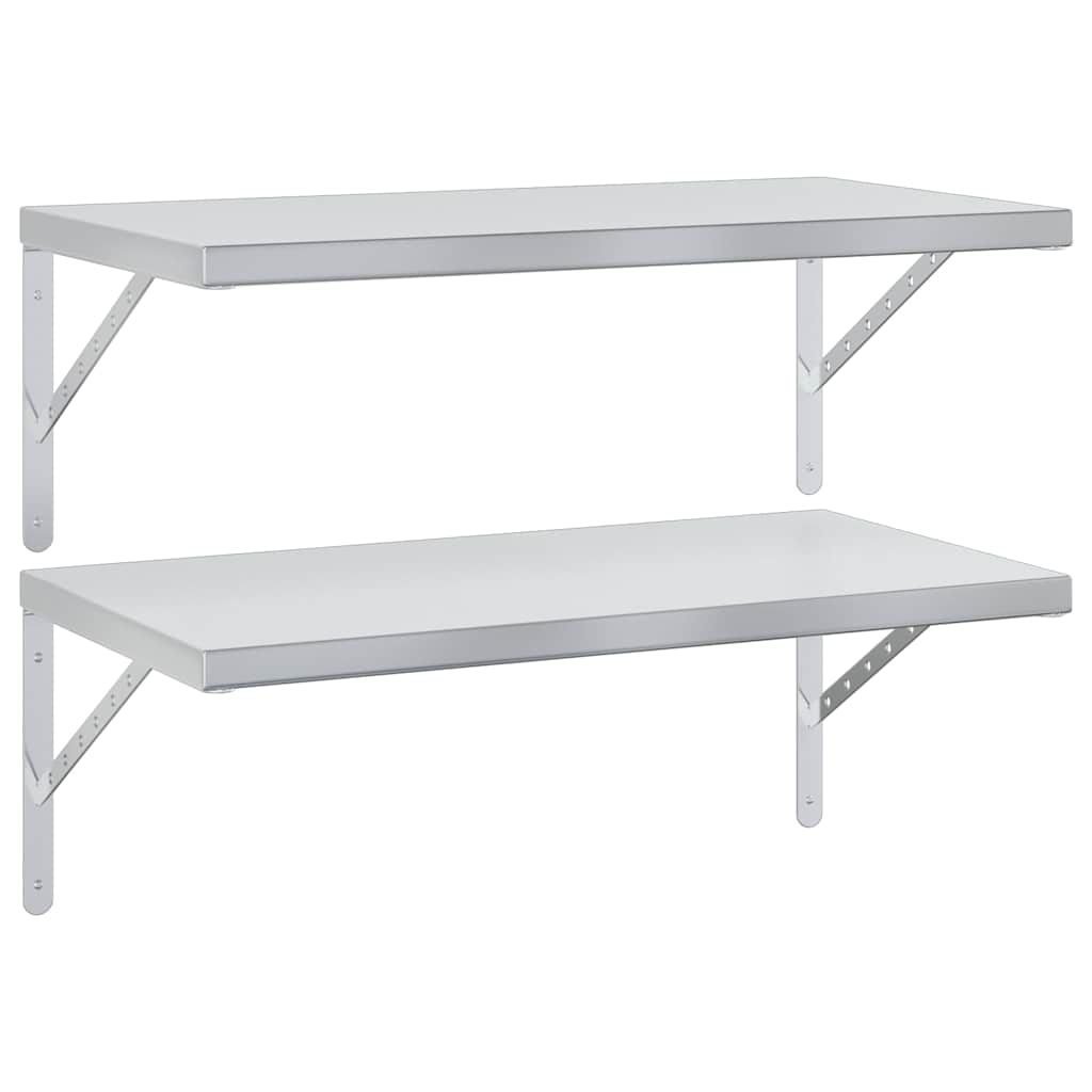 Wandregale 2 Stk. 75x40 cm Silbern Edelstahl