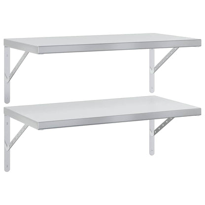 Wandregale 2 Stk. 75x40 cm Silbern Edelstahl