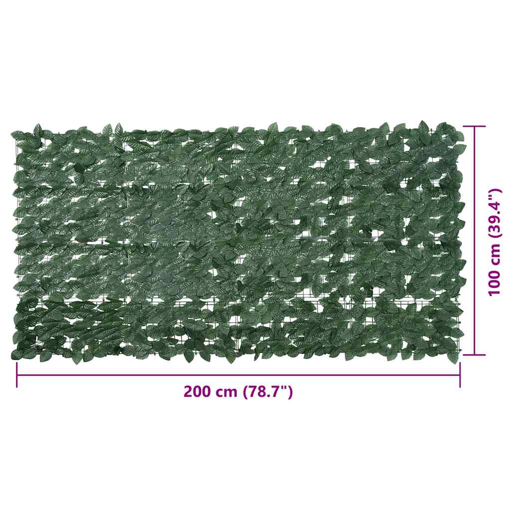 Balkon-Sichtschutz mit Dunkelgrünen Blättern 200x100 cm