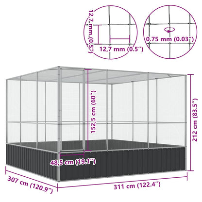 Voliere Silbern 311x307x212 cm Stahl