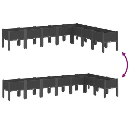 Pflanzkasten mit Beinen Schwarz 200x160x42 cm PP