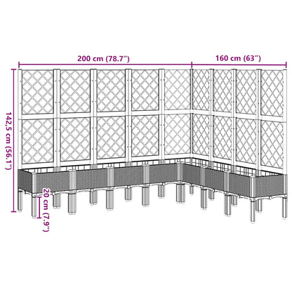 Pflanzkübel mit Rankgitter Braun 200x160x142 cm PP