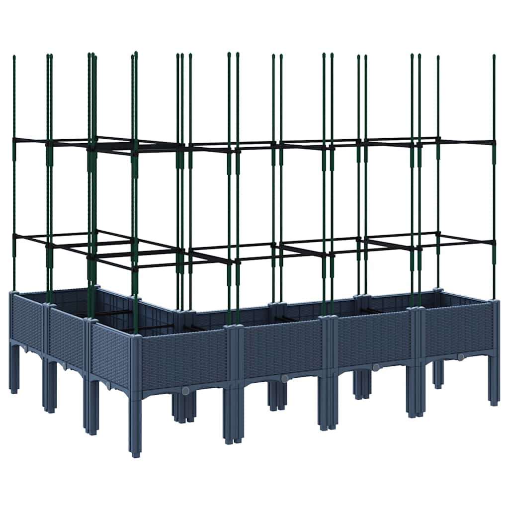 Pflanzkübel mit Rankgitter Blaugrau 160x120x142,5 cm PP